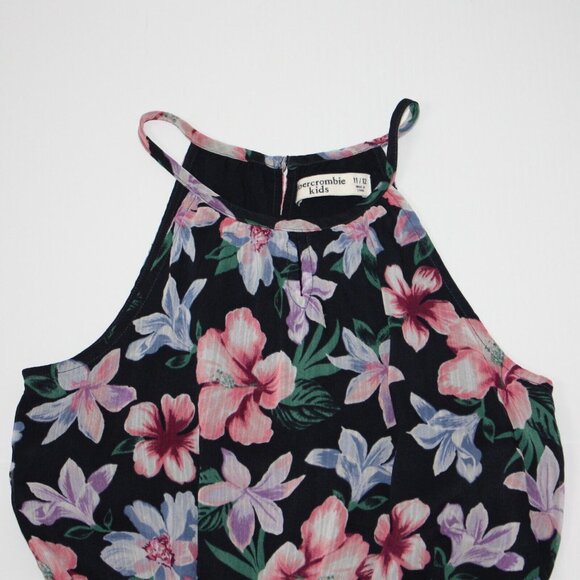 Abercrombie Kids Girl's High Neck Chiffon Romper in Navy Blue Floral size 11-12 - Picture 2 of 3